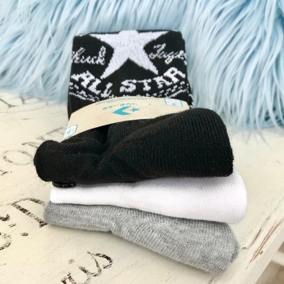 Converse All Star, Socks, Half Cushion Crew Socks, 3 Pairs, Mens, Size 6-12, NEW - Picture 3 of 12